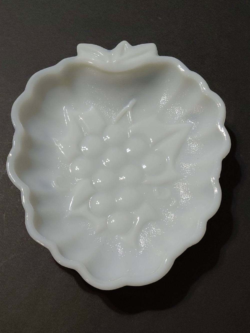 Vintage Hazel-Atlas Milk Glass Grape Cluster Shape Candy Dish